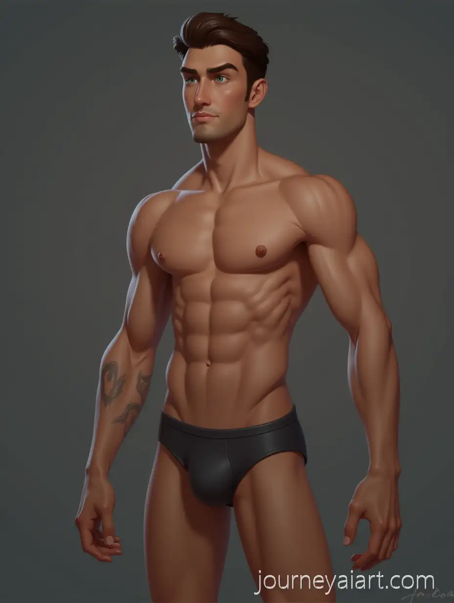 Young-Muscular-Male-in-Underwear-Striking-IAMTORO-Pose