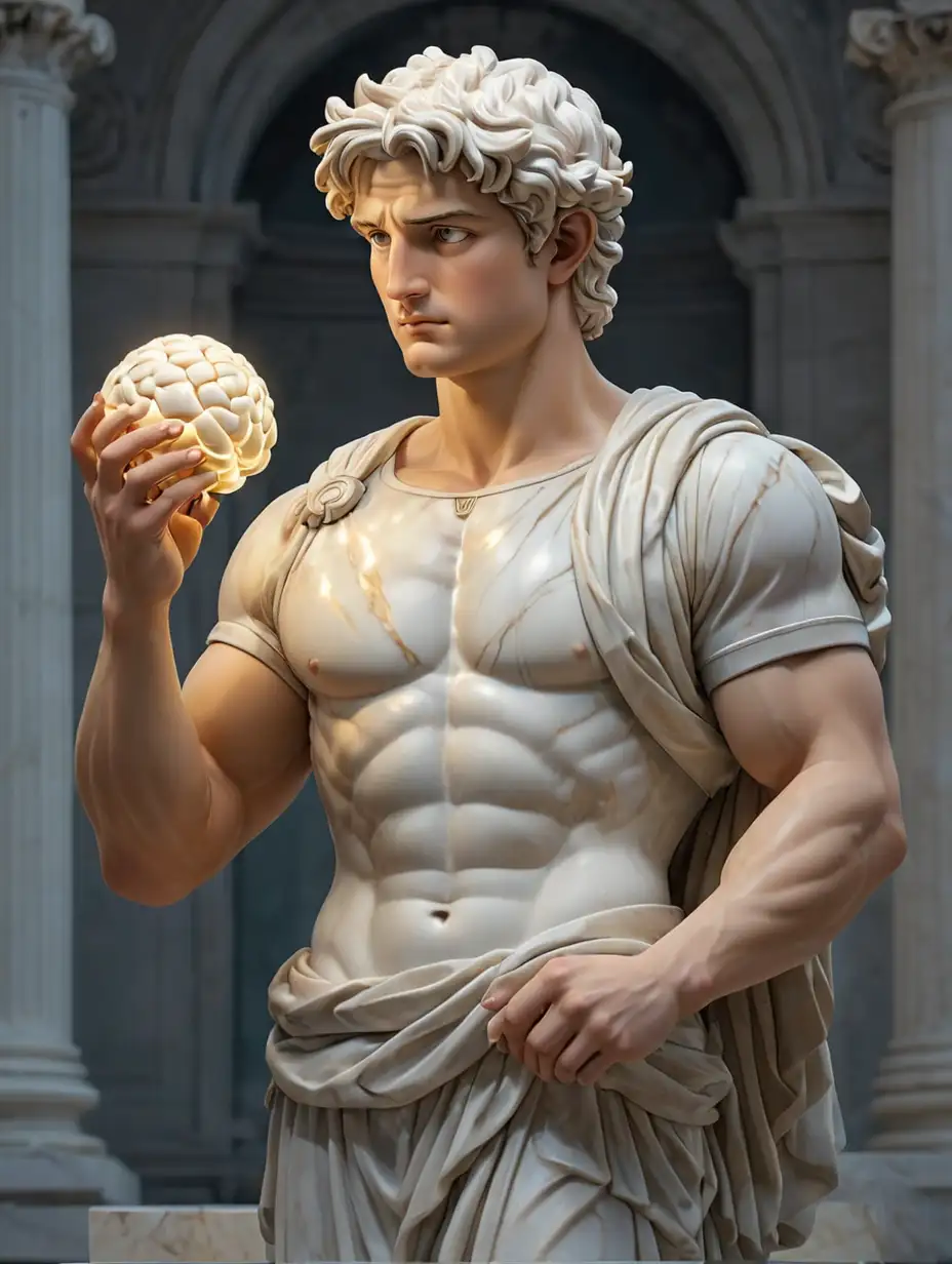 David-Holding-Illuminated-Cyber-Brain-in-Marble-Sculpture-Depicting-Advanced-Intelligence