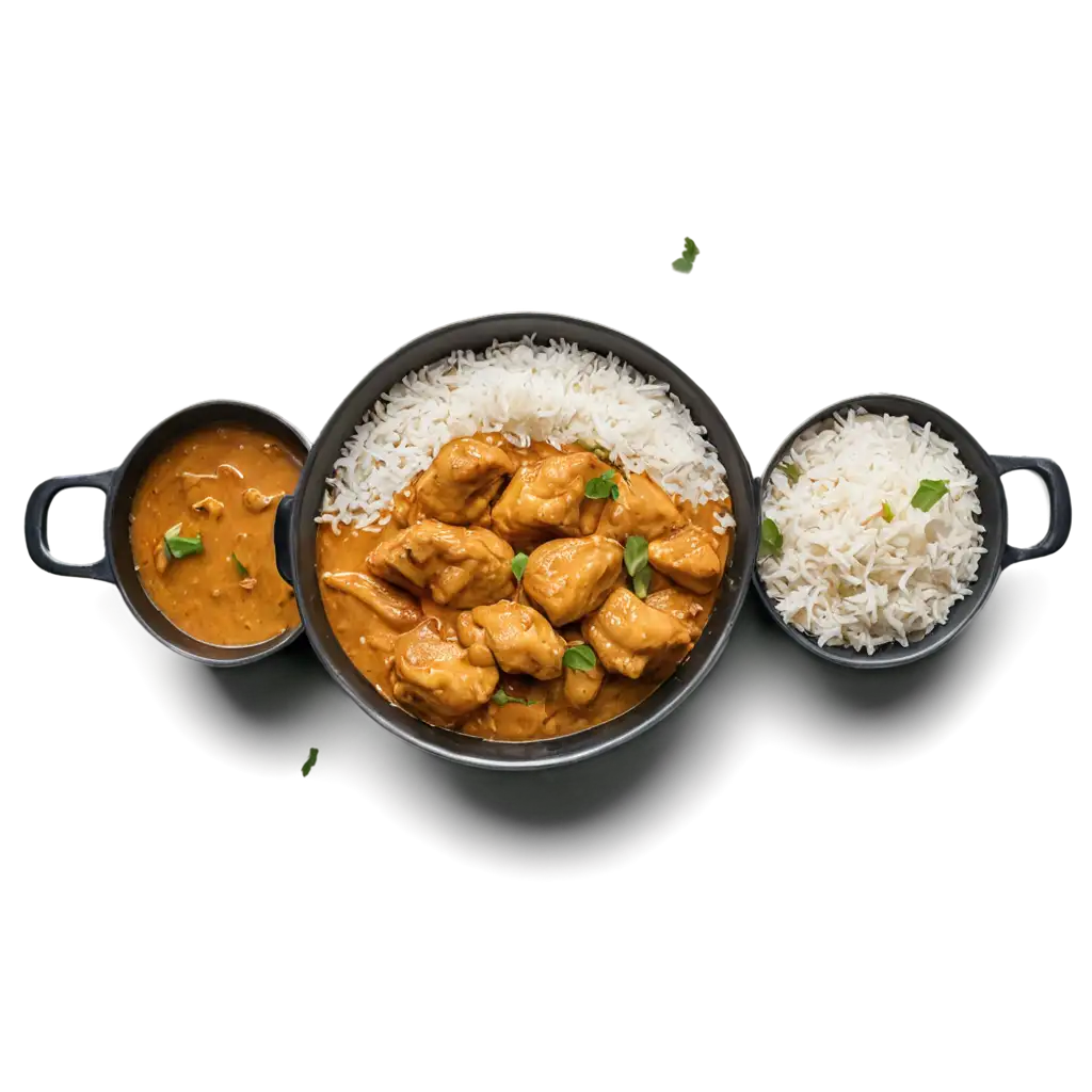 Stunning-Top-View-PNG-of-Chicken-Curry-Ghee-Rice-in-Pot