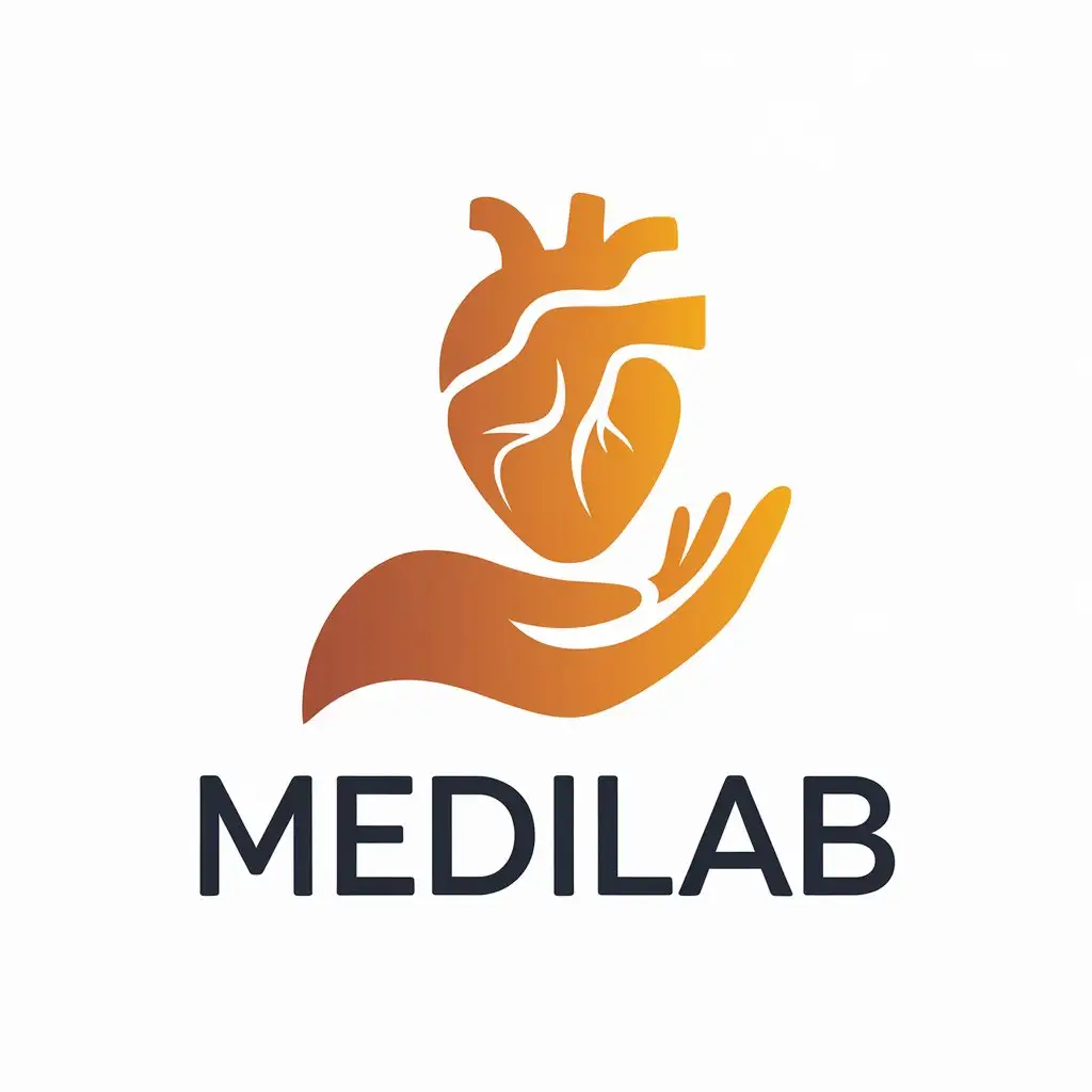 LOGO Design for Medilab Heart in Hand Symbol with Health and Care Emphasis