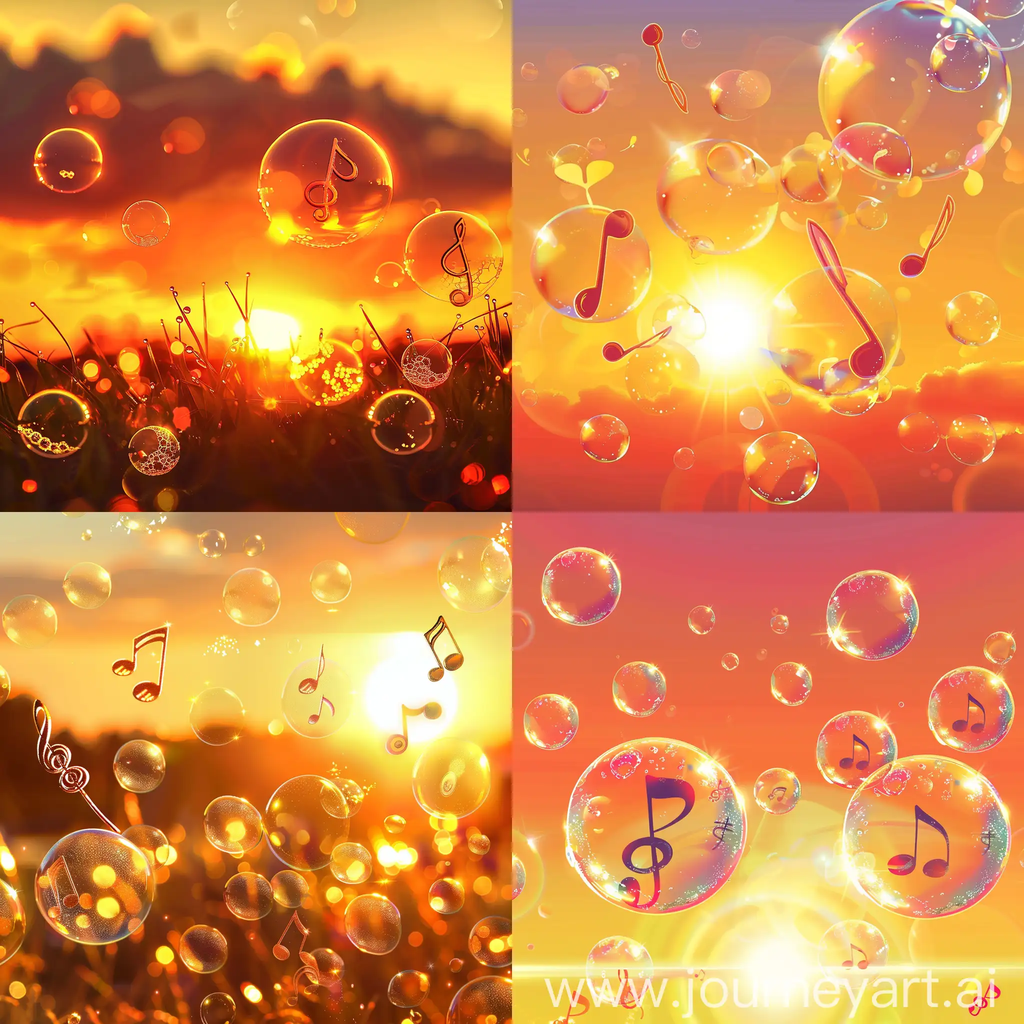 Joyful-Soap-Bubble-Music-Notes-Dancing-at-Sunset