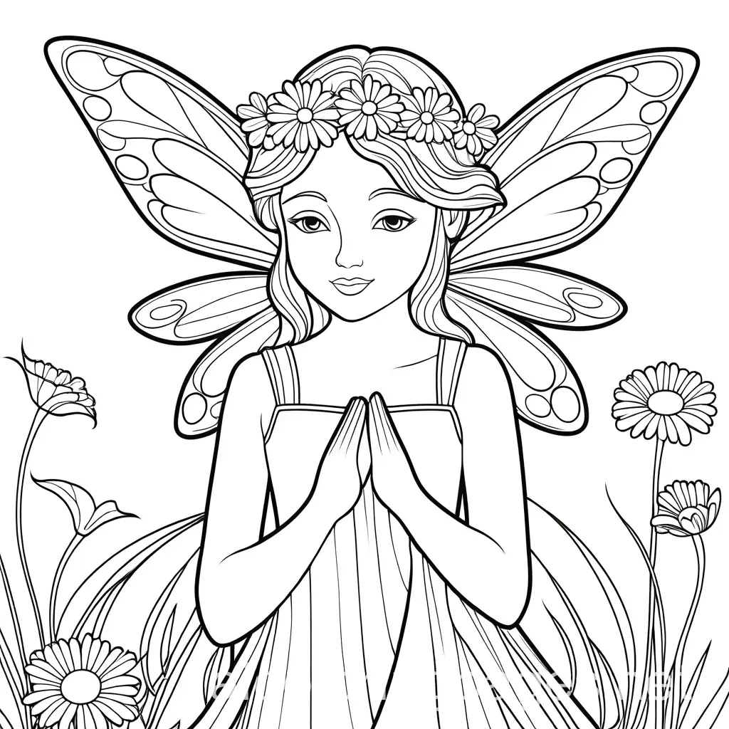 Enchanting-Fairy-Holding-a-Daisy-for-Kids-Coloring