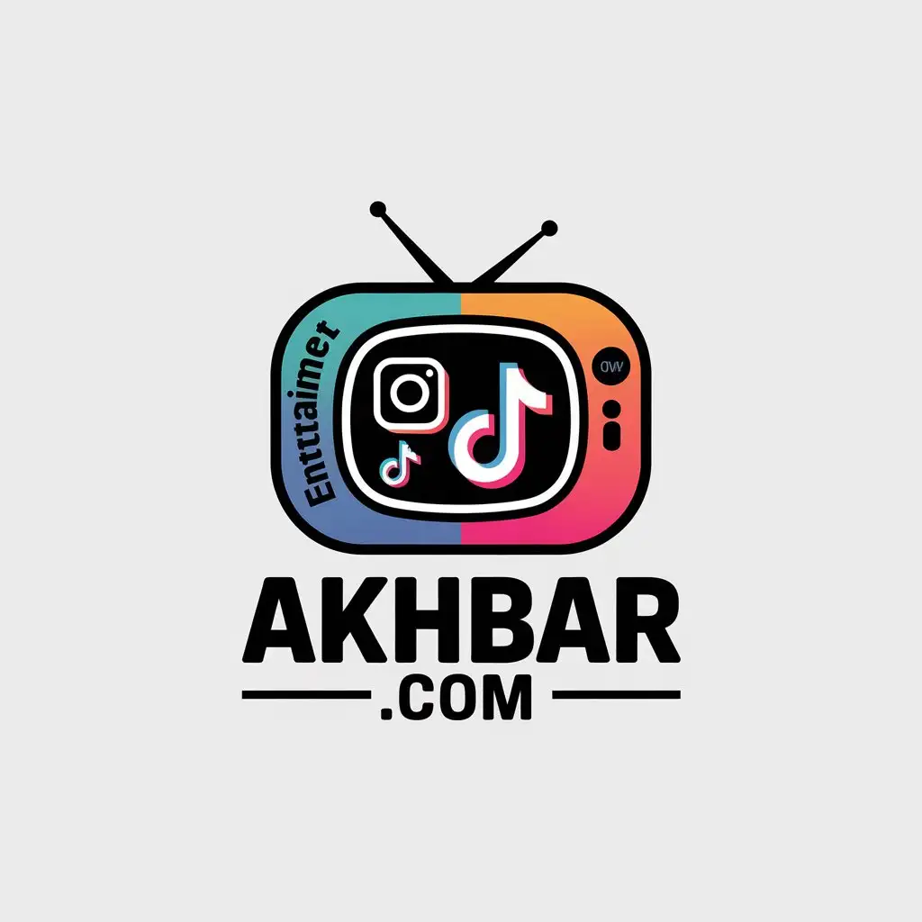 LOGO Design for Akhbarcom Vector Style with TV Instagram Facebook TikTok and Twitter Logos for Entertainment Industry