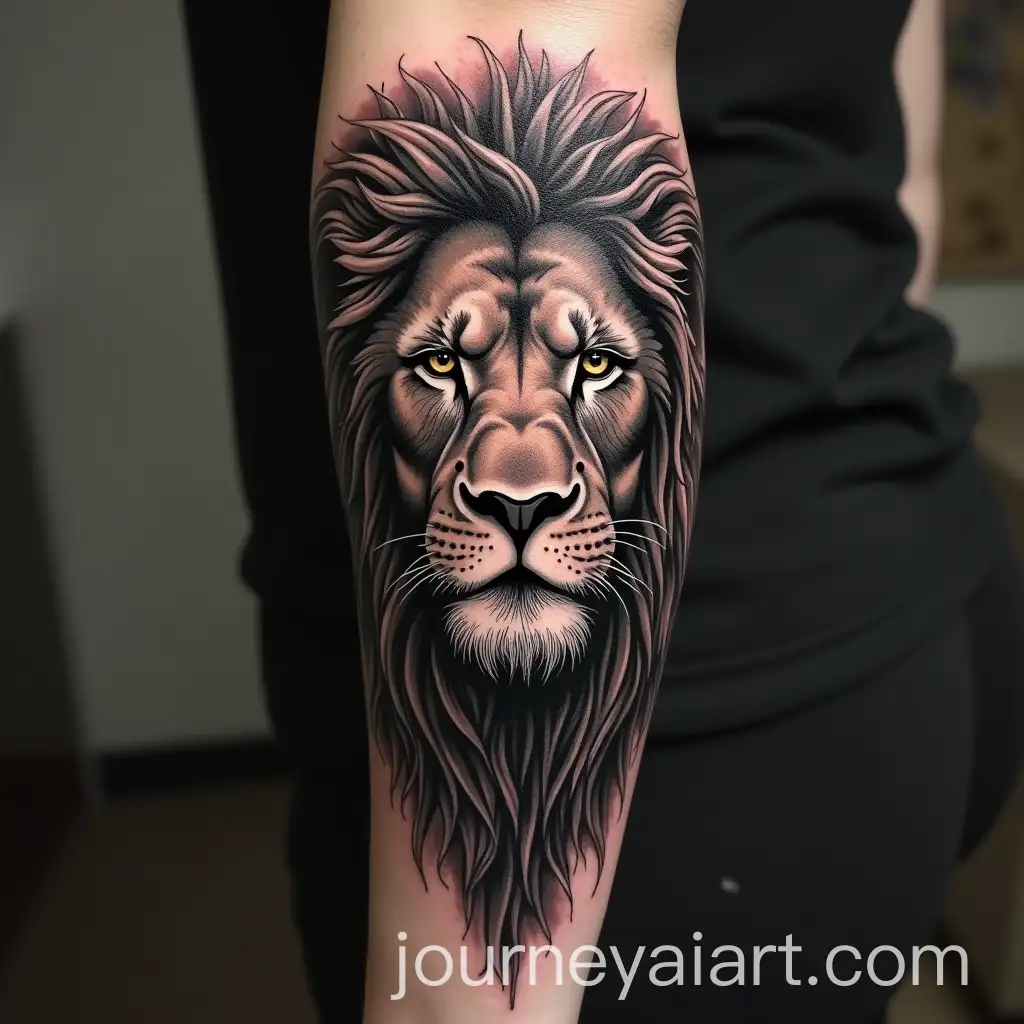Black-Work-Tattoo-Lion-and-Face-of-Christ-in-Detailed-Artistry