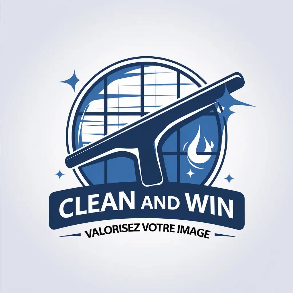 LOGO Design for Clean and Win Blue Windows Squeegee with Minimalistic Style and Slogan