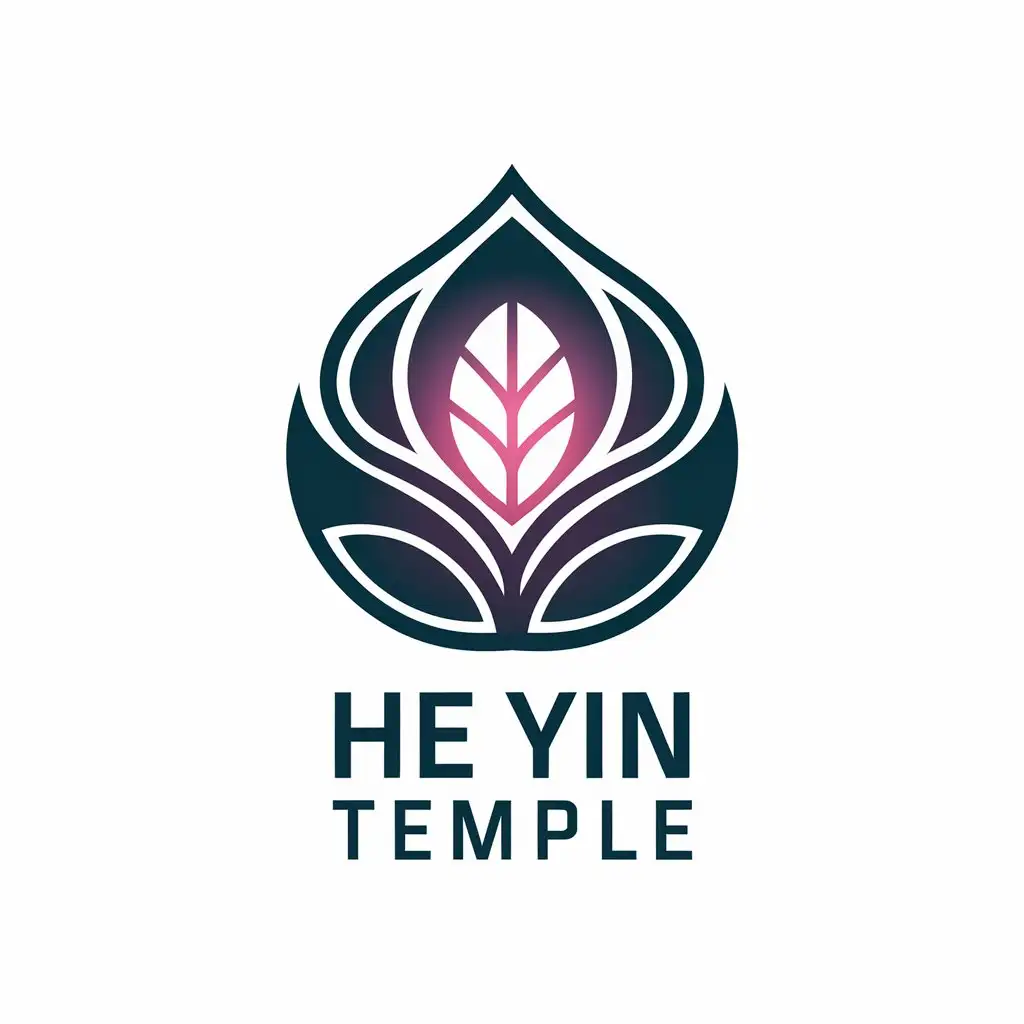 LOGO Design for He Yin Temple Glowing Bodhi Leaf Symbol for Education Industry