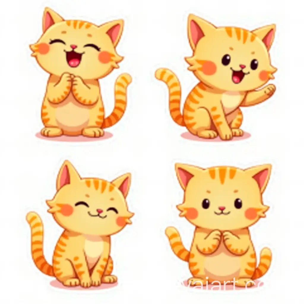 Adorable-Orange-Ginger-Cat-Line-Stickers-Capturing-Playful-Interactions