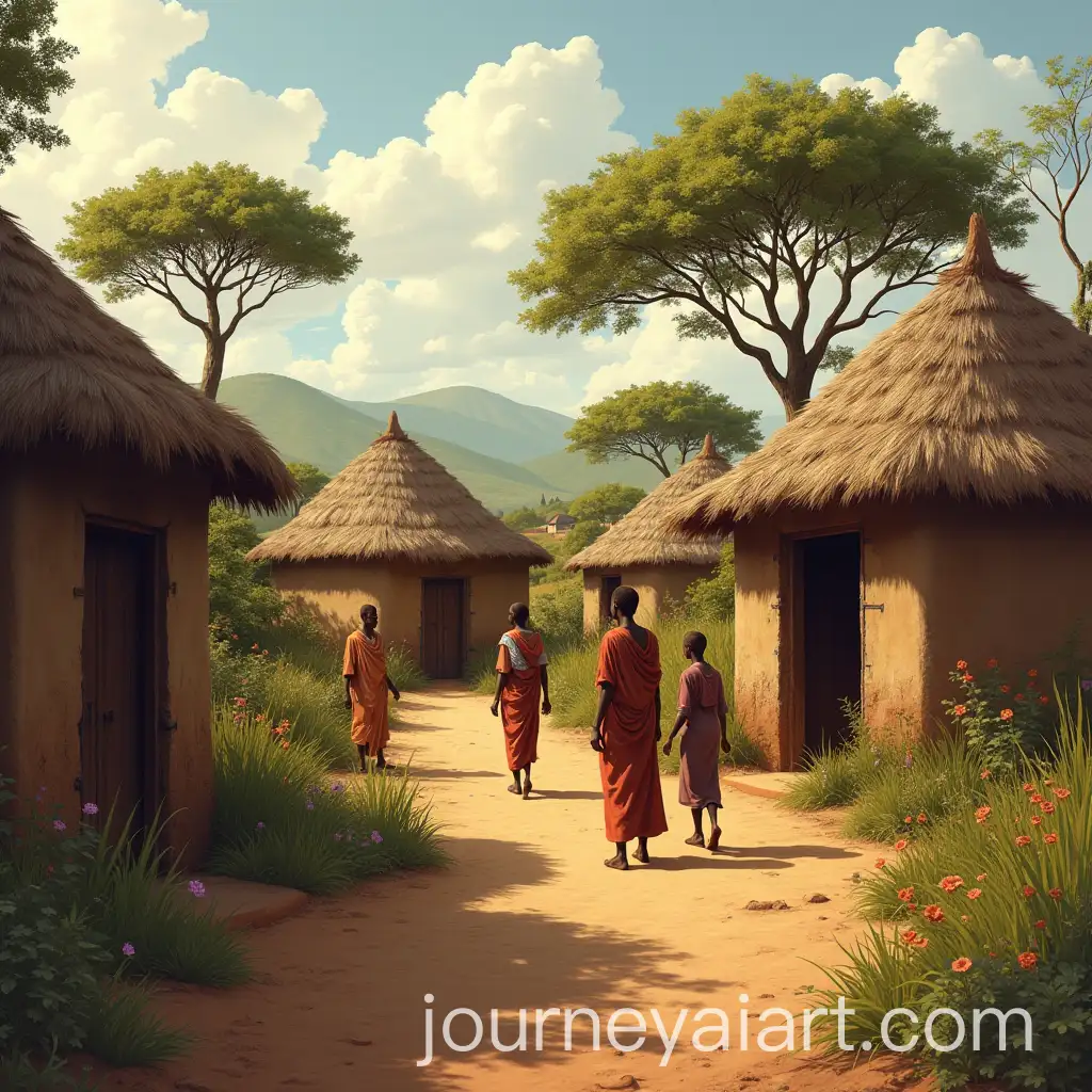 Traditional-African-Village-with-VibrAI-Image-Prompt-Expansionant-Community-Life
