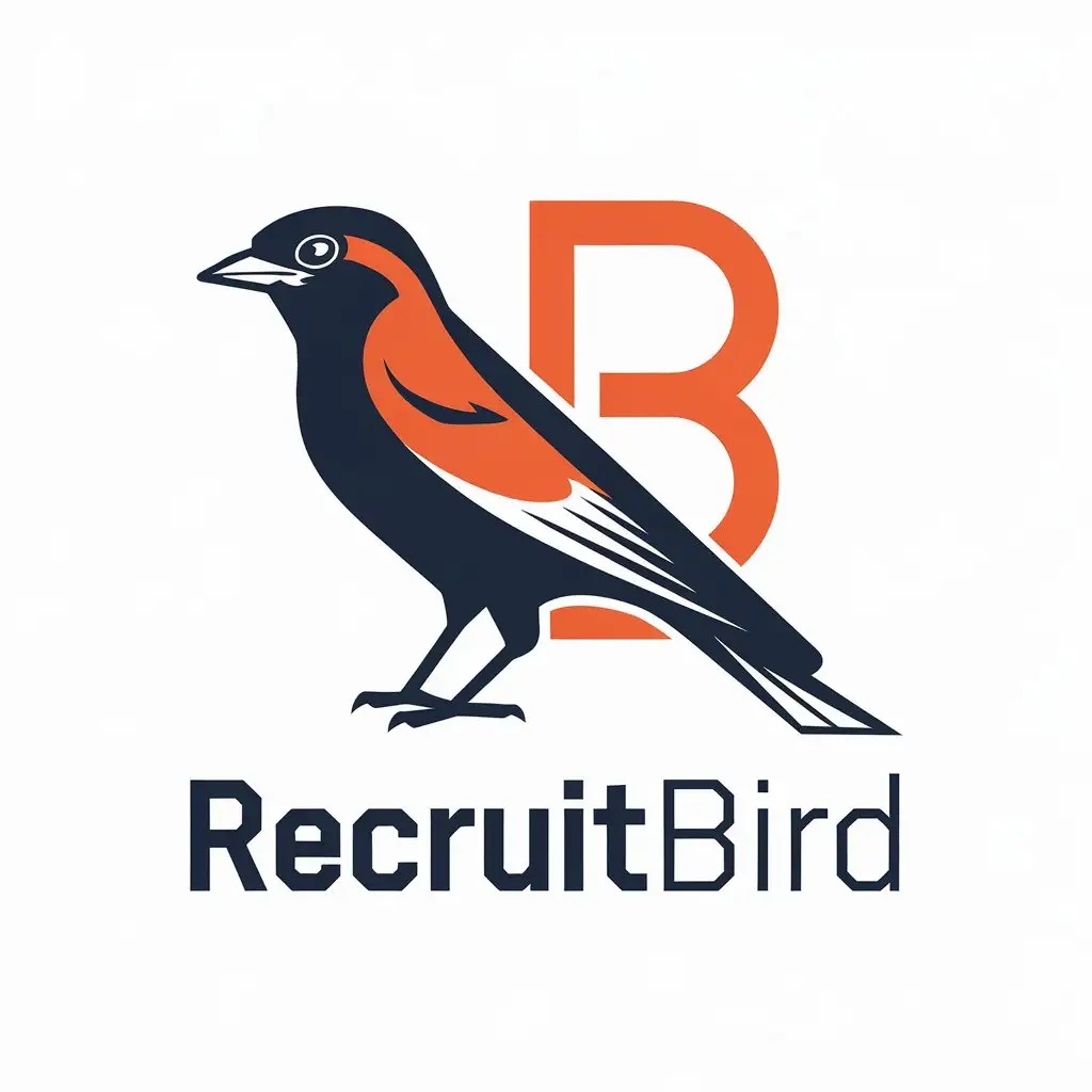 a vector logo design,with the text "RecruitBird", main symbol:bird martlet,Moderate,be used in Technology industry,clear background