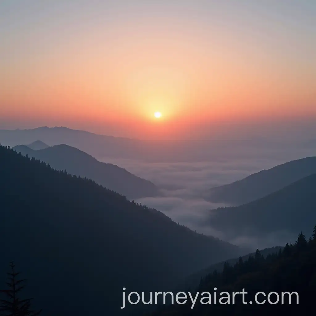 Serene-Sunset-Over-Misty-Mountain-Range