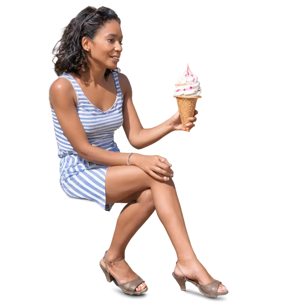 HighQuality-PNG-Image-of-a-Woman-Enjoying-Ice-Cream-Capturing-Refreshing-Moments-in-Crisp-Detail