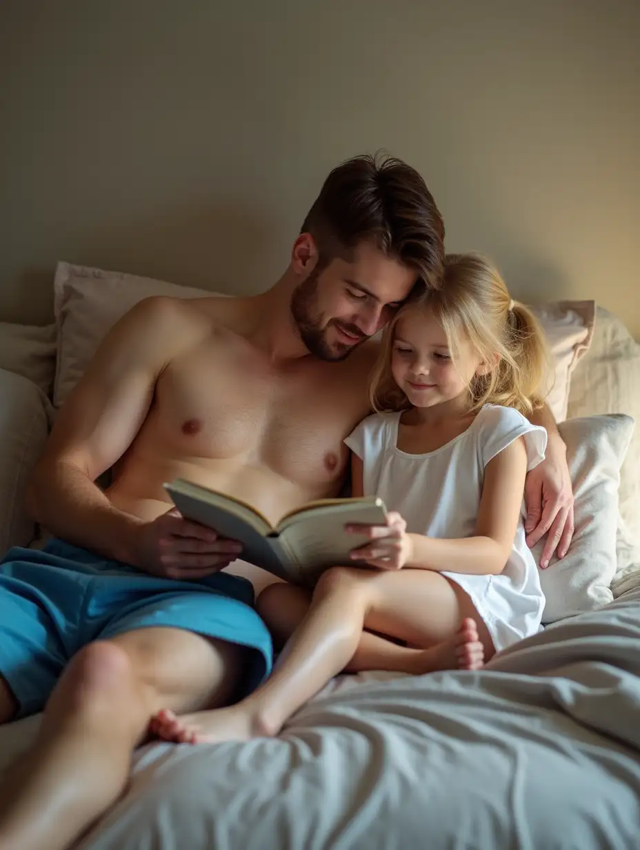 Cherished-Bedtime-Story-Moments-Little-Girl-and-Dads-Bonding