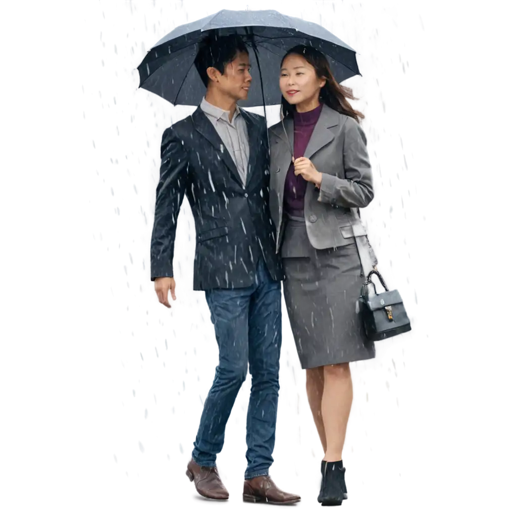 PNG-Image-of-a-Beautiful-Woman-Walking-with-a-Man-on-a-Lightly-Raining-Korean-Street