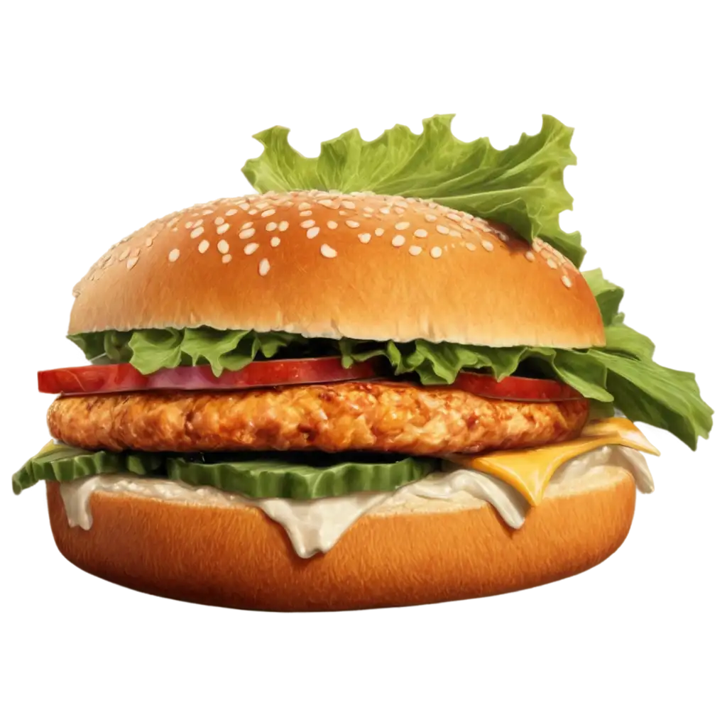 Realistic-Chicken-Burger-PNG-Image-HighQuality-and-Detailed-Visualization