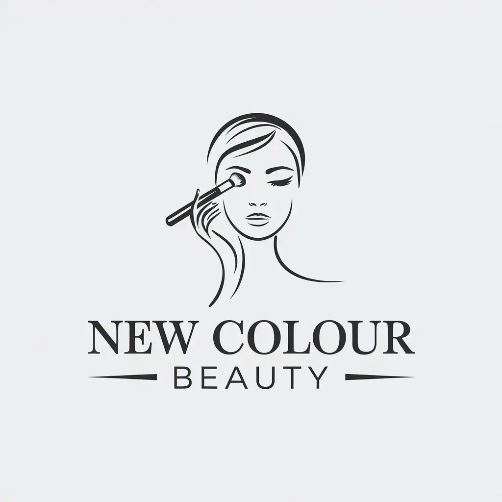 a vector logo design,with the text "New Colour Beauty", main symbol:applying makeup,Minimalistic,be used in makeup industry,clear background