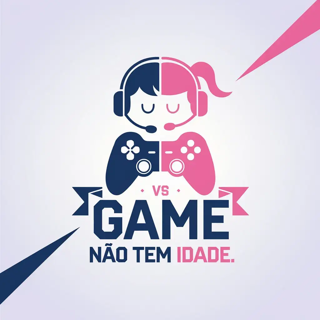 LOGO Design for Game No Tem Idade Blue Pink with Gaming Headsets and Controller Theme