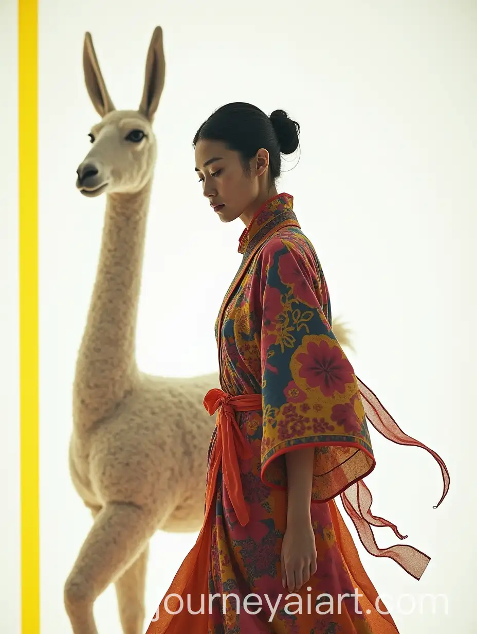 AvantGarde-Fashion-Model-in-Colorful-Kimono-and-Abstract-Alpaca