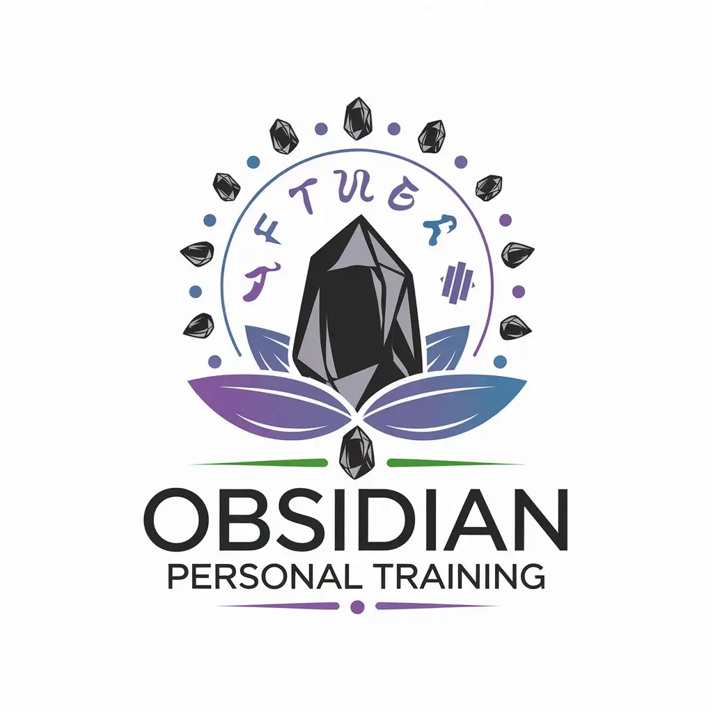 LOGO Design For Obsidian Personal Training Fitness and Strength with Obsidian Stone and Lotus Theme