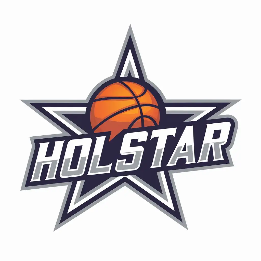 LOGO Design for Holstar Star and Basketball Ball Symbol with Clear Background