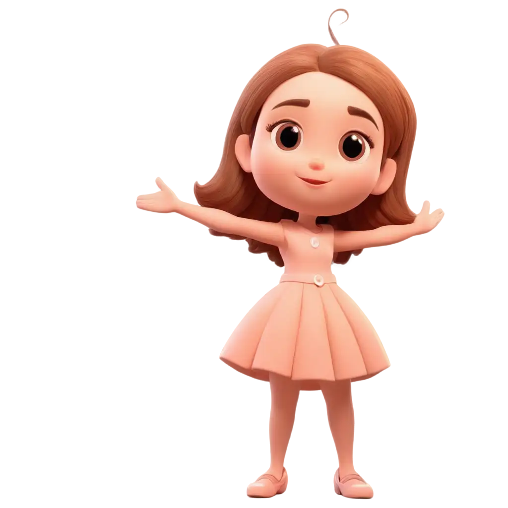 3D image if a cute cartoon character in color peach pastel