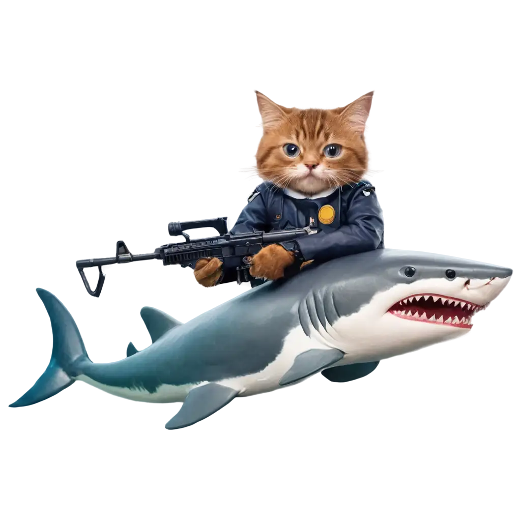 Epic-Cat-with-a-Machine-Gun-Riding-a-Shark-HighQuality-PNG-Image