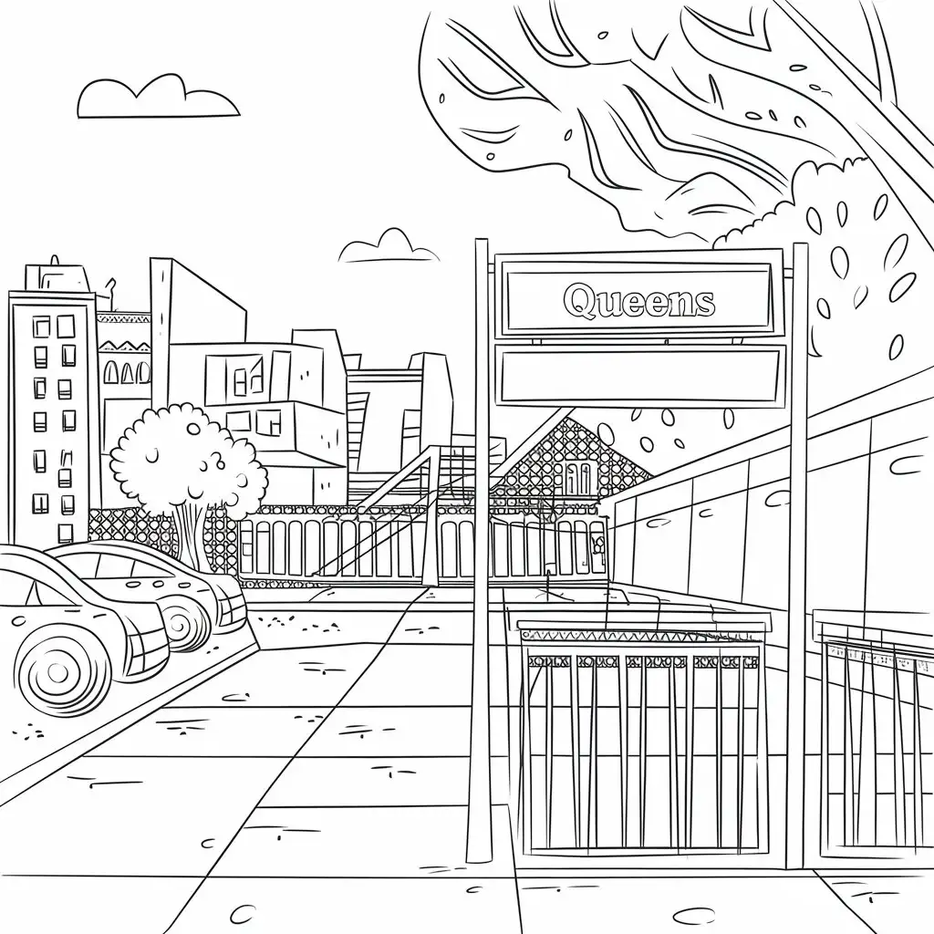 Queens neighborhood, coloring pages