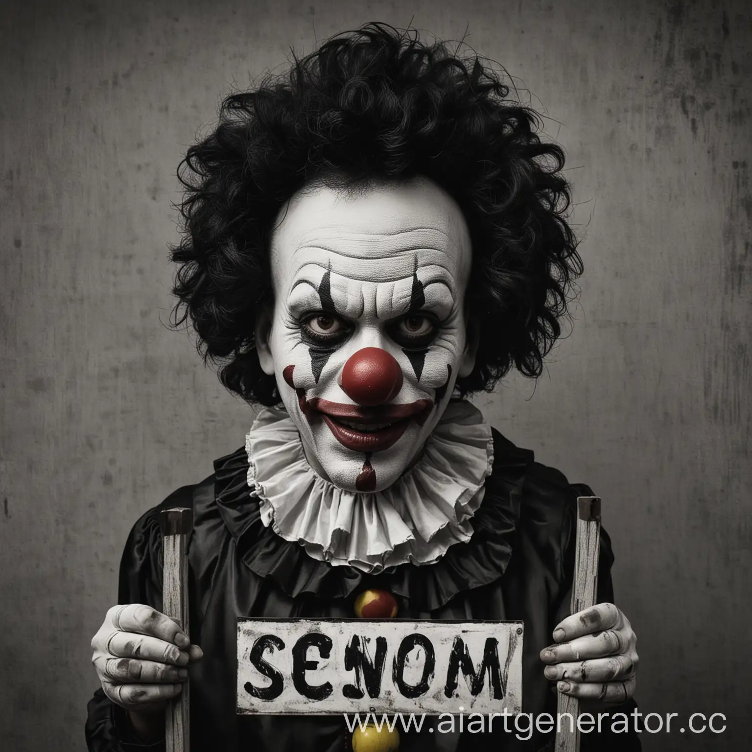 Colorful-Clown-Holding-PAYASO-Sign