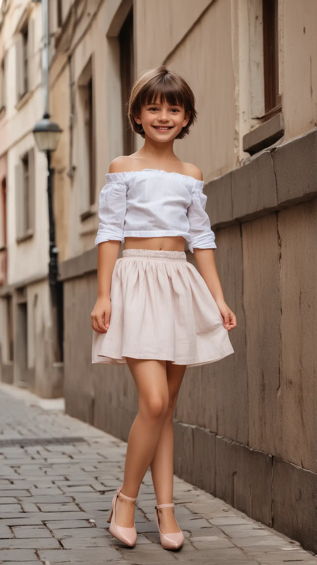 European-Boy-in-White-Linen-Outfit-with-Pink-High-Heels-in-City-Setting