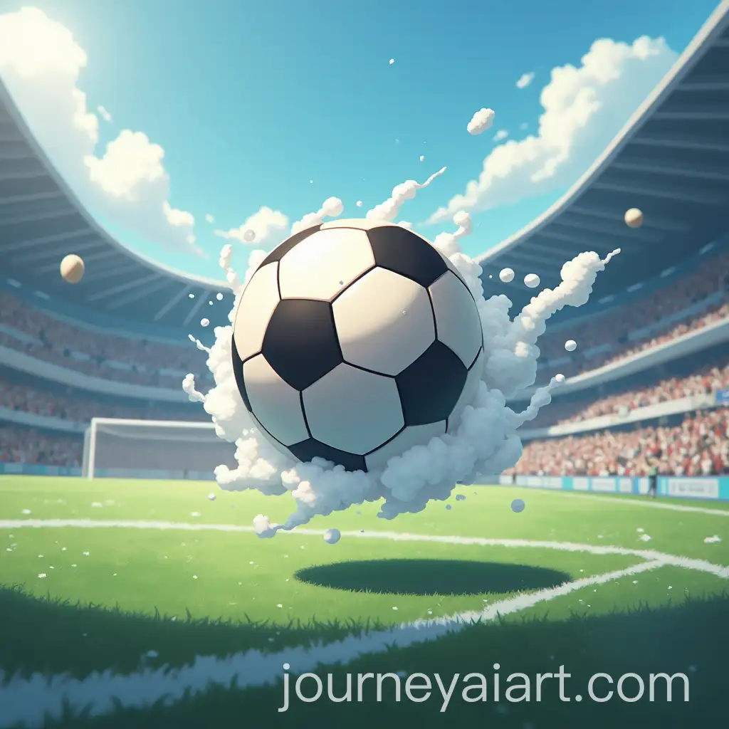Spinning-Oval-Ball-Surrounded-by-Smoke-Racing-Toward-Goal-in-Anime-Style
