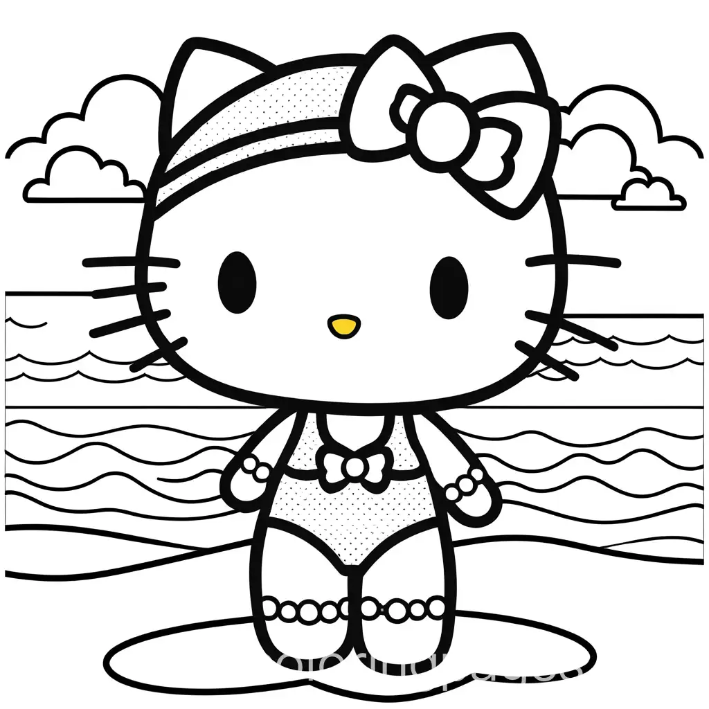 Hello-Kitty-Snorkeling-in-a-Cute-Bathing-Suit-at-the-Beach