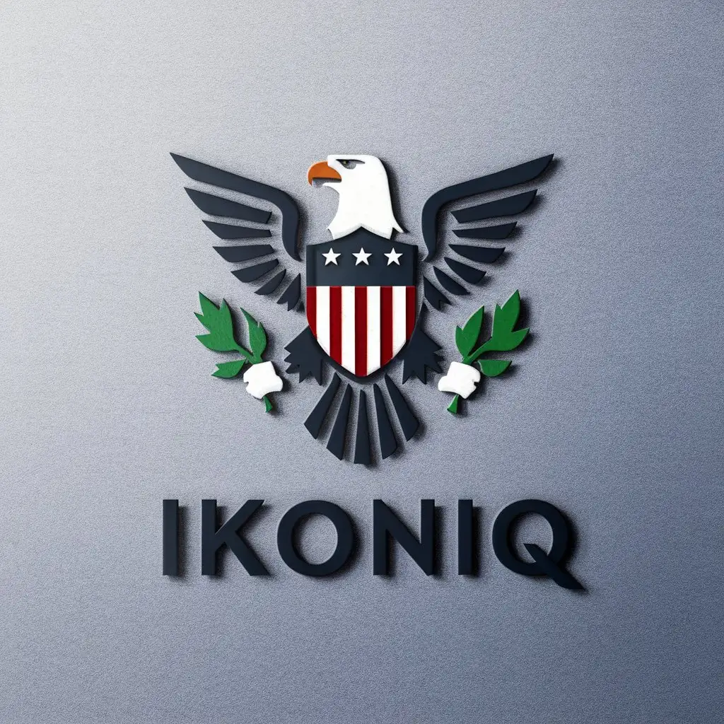 LOGO Design For IKONIQ Eagle with American Shield and Green Peace Leaf