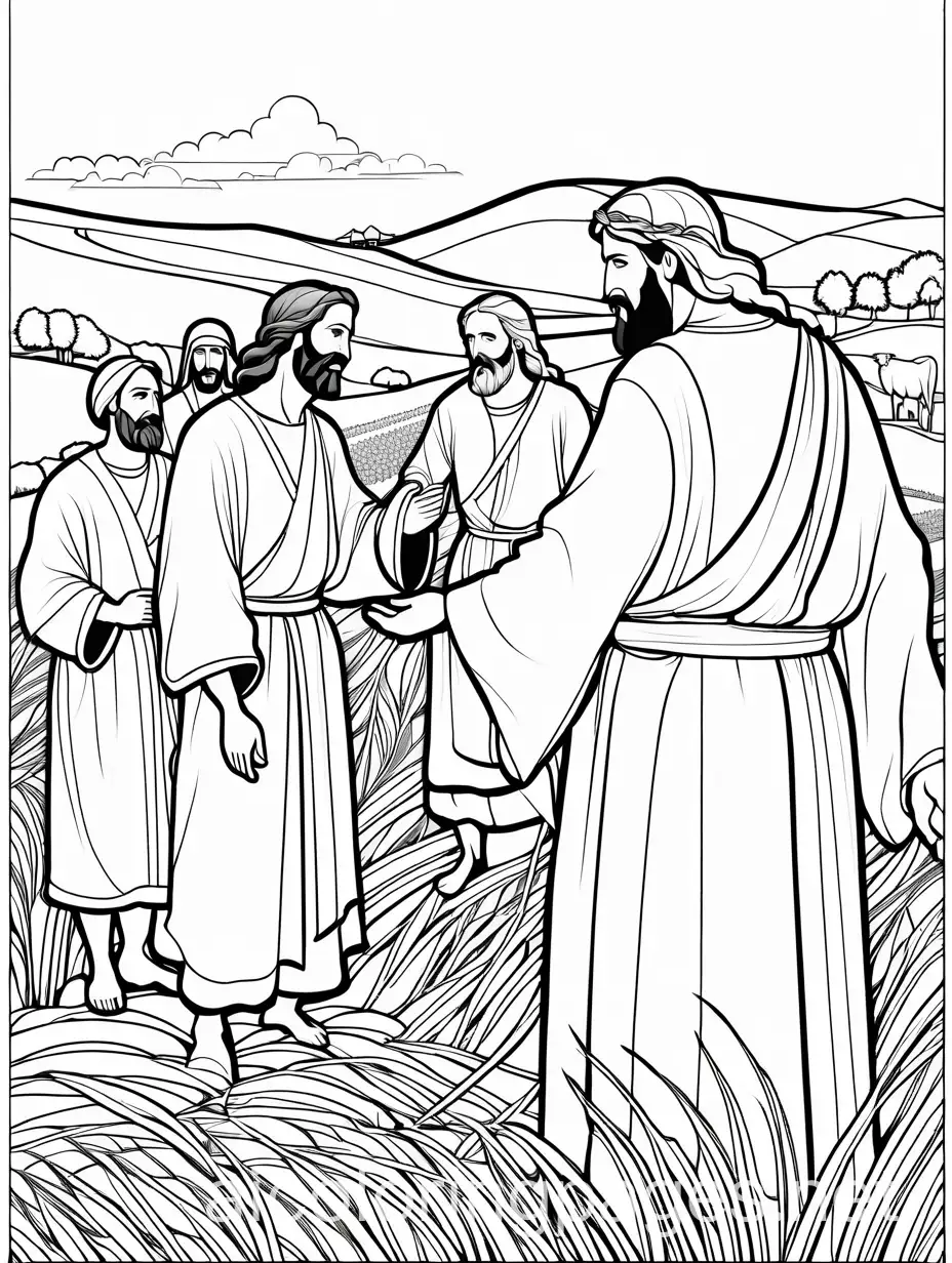 Disciples-Picking-Grain-in-Field-with-Pharisee-and-Jesus-Argument