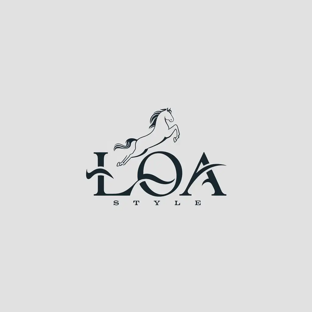 LOGO Design for LOA Stables Luxurious Minimalist Vector with Horses Jumping on Letters