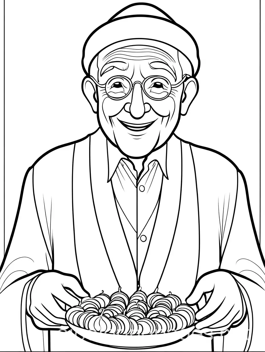 Family-Holiday-Coloring-Page-with-Joyful-Old-Man-Holding-Twix