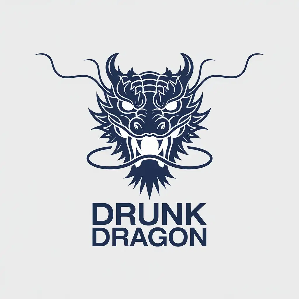 a vector logo design,with the text "drunk dragon", main symbol:Chinese dragon, frontal, minimalist,,Minimalistic,be used in culture industry,clear background