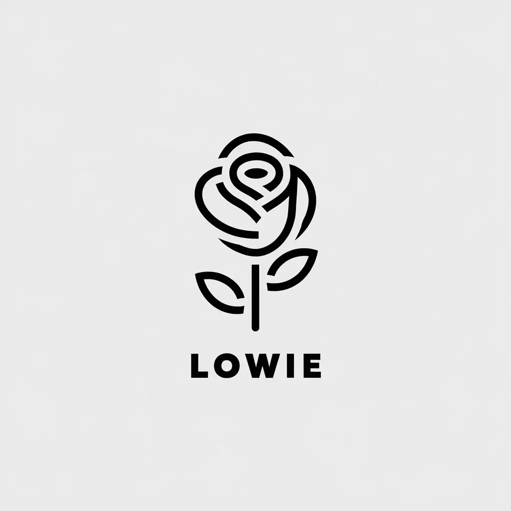 a vector logo design,with the text "Lowie", main symbol:rose,Minimalistic,be used in Entertainment industry,clear background