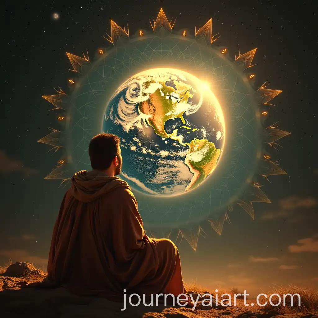 Ancient-Scholar-Gazing-at-GlobeShaped-Earth-inAI-Art-Prompt-Expansion-Starry-Night-with-Geometric-Patterns