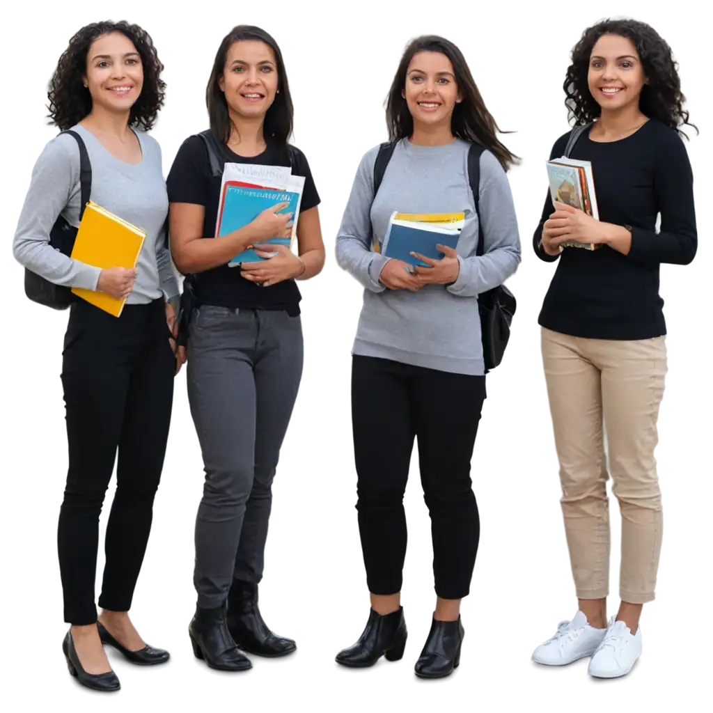 image of 8 Brazilian adult students with books