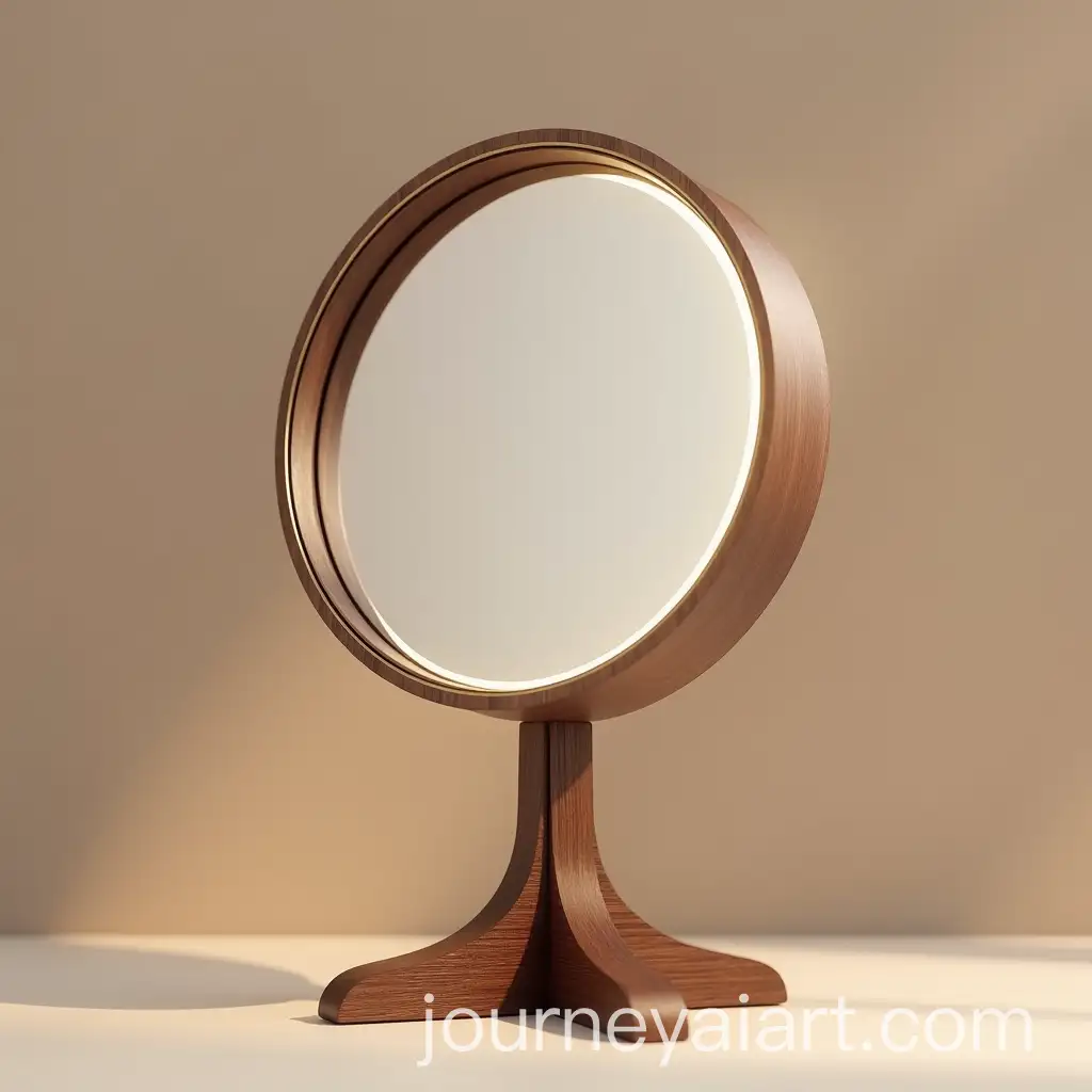 Elegant-Smart-Makeup-Mirror-with-Natural-Wood-and-Brass-Inlay