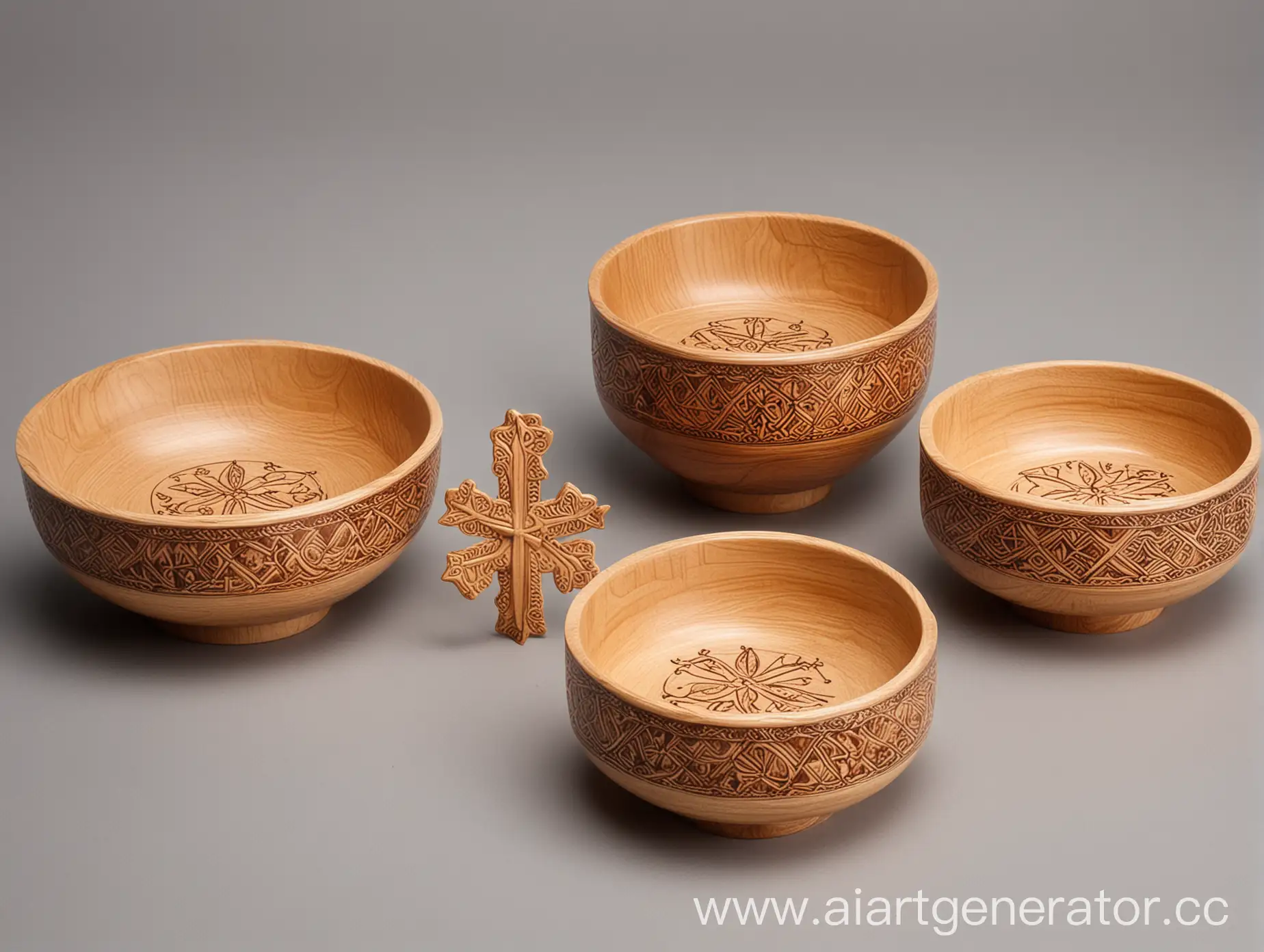 Elegant-KazakhStyle-Wooden-Tiered-Dishware-with-Christian-Cross