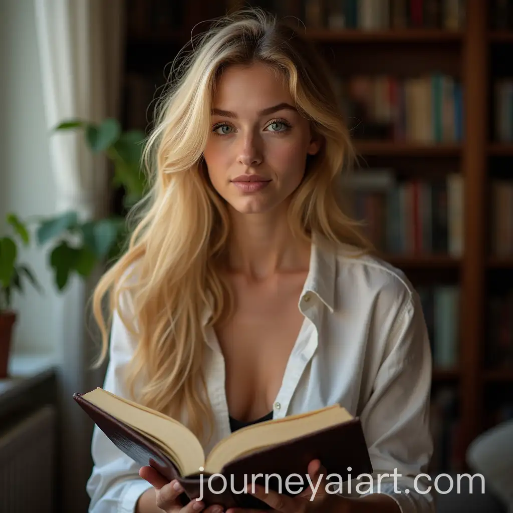 Young-Woman-with-Blonde-Hair-Reading-a-Book