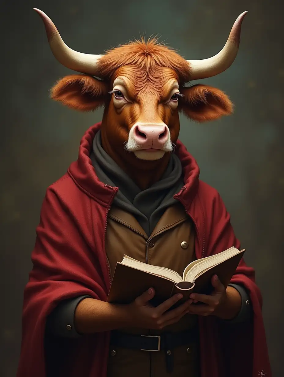 a bull's avatar, looks quite scholarly