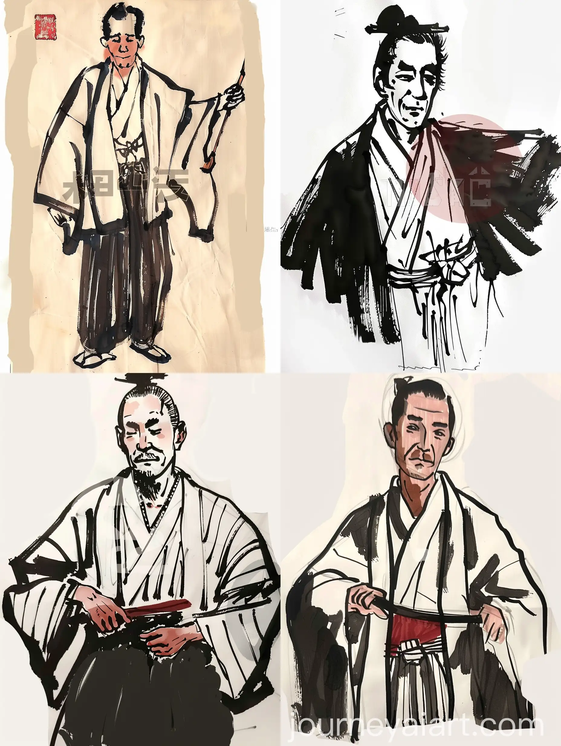 Japanese-Man-Brush-Drawing-Simple