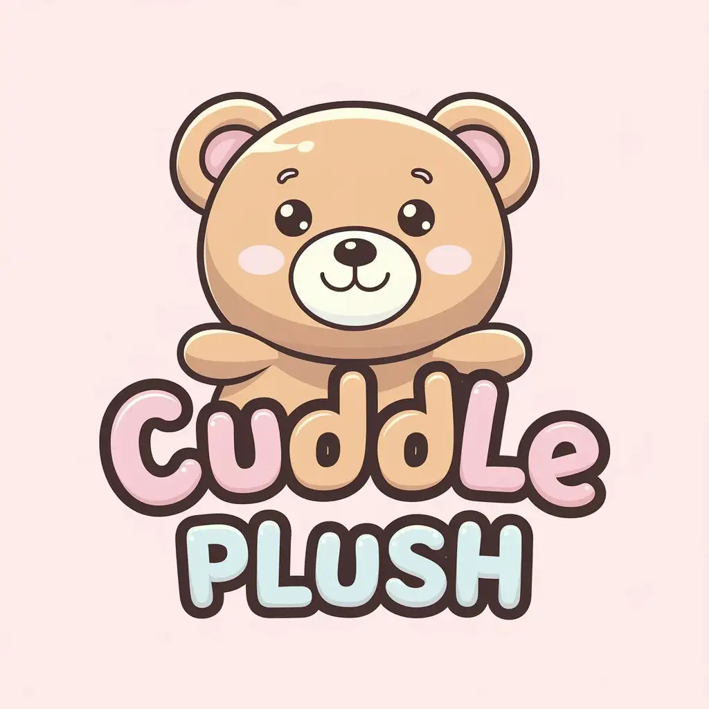 LOGO Design for Cuddle Plush Cute Teddy Bear with Soft Pastel Colors and Whimsical Font