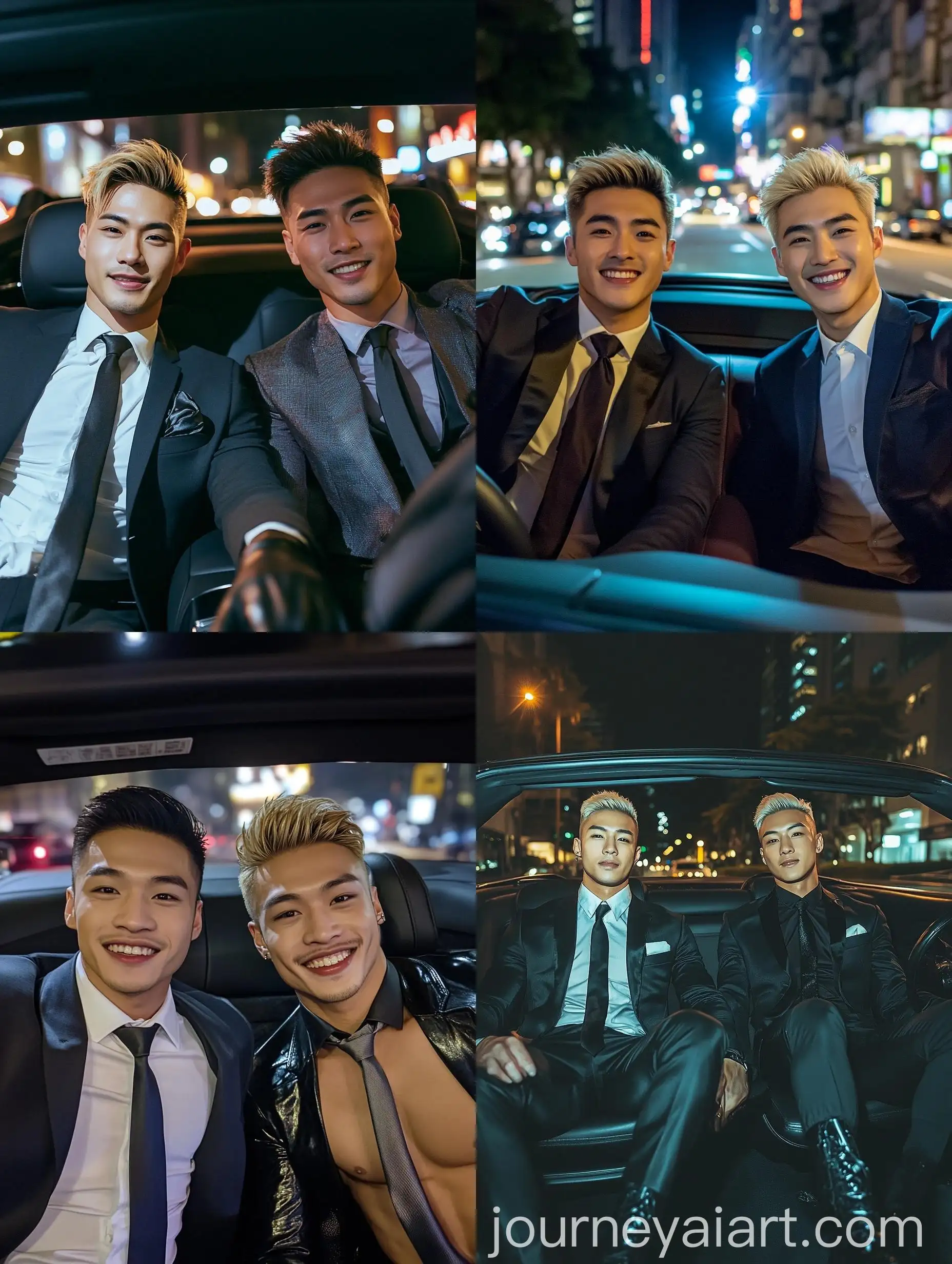 Two-Hong-Kong-Men-in-Convertible-Cars-at-Night