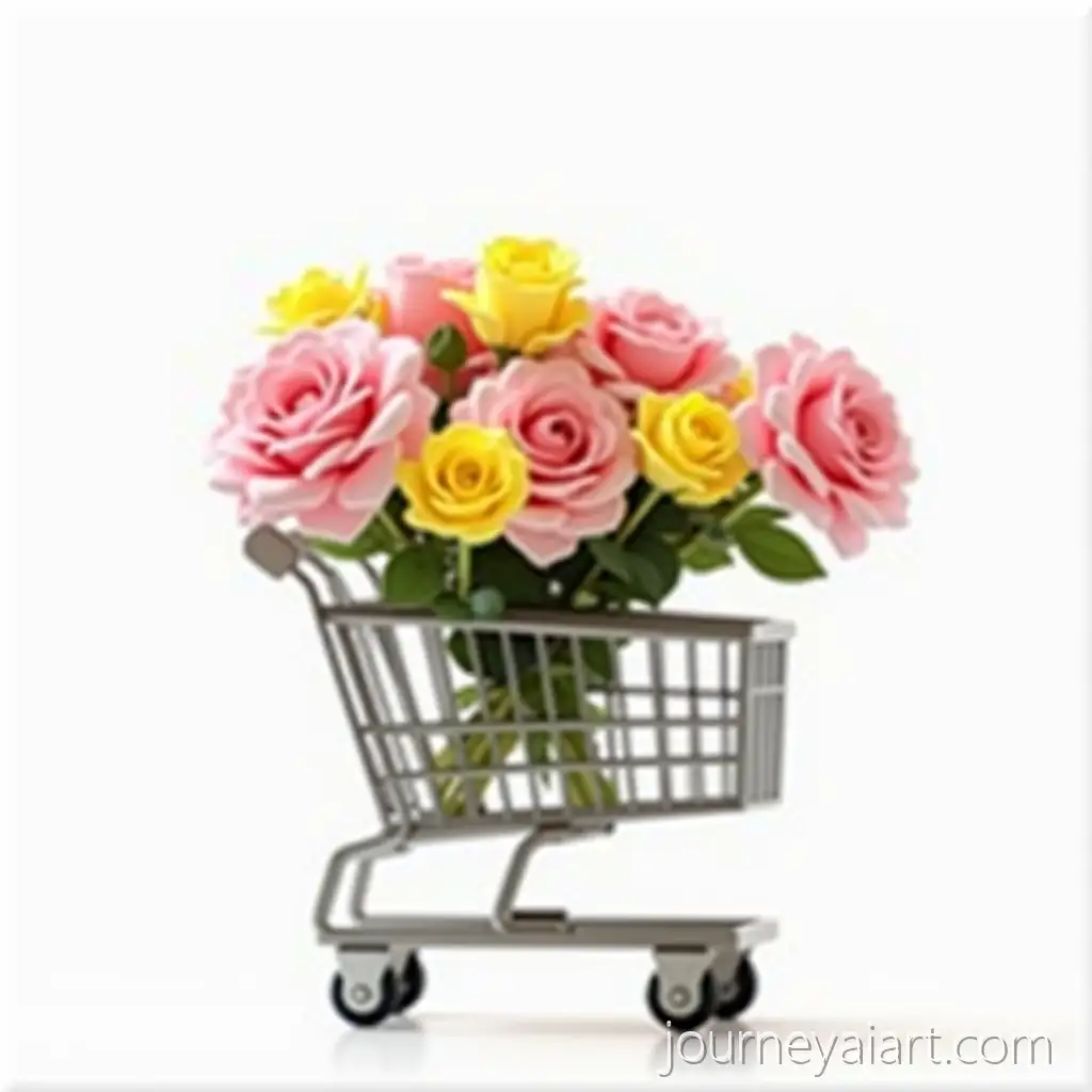 Photorealistic-Image-of-a-ShoppingAI-Art-Prompt-Expansion-Cart-with-Pink-and-Yellow-Flowers-on-White-Background