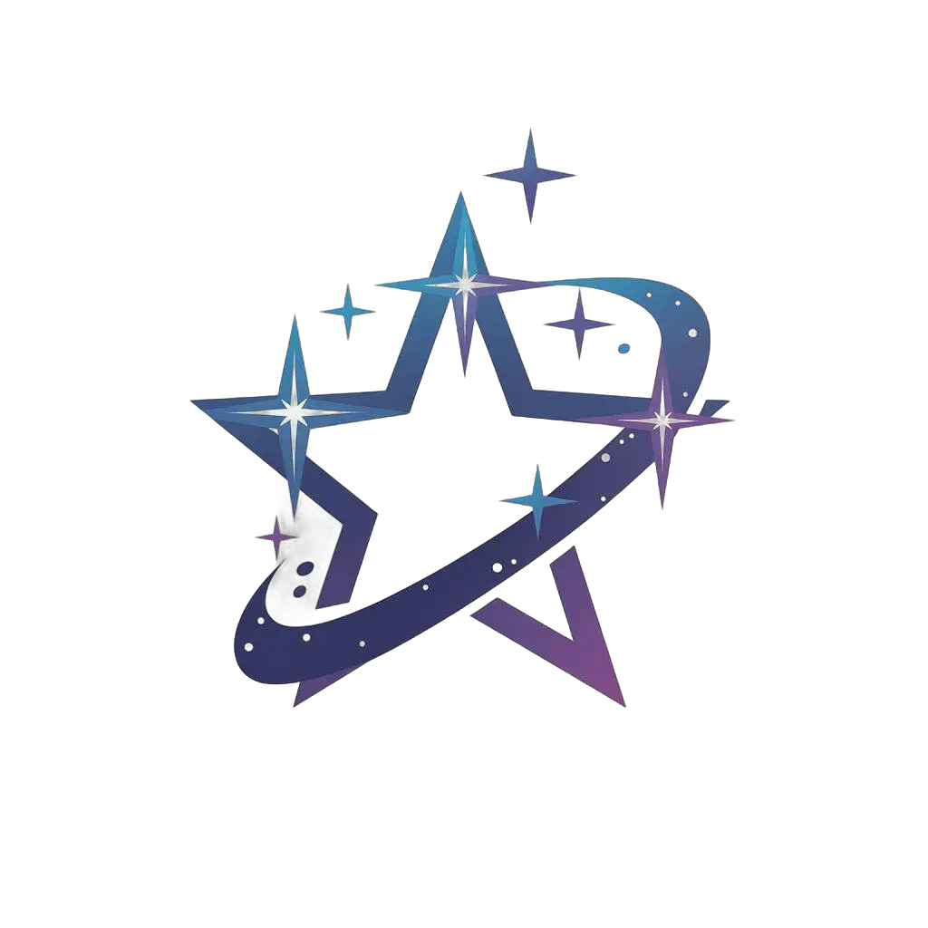 a vector logo design,with the text "starline", main symbol:A star-themed Logo showcases a simple and elegant design on a transparent background, featuring five dazzling stars that symbolize hope and dreams. Each star shines softly, as if twinkling in the night sky. The stars display a range of colors from deep blue to deep purple, adding depth and dimension to the overall design.rnSurrounding the stars are smaller points of light, resembling star trails that add vitality and movement to the entire design. The clean and clear design aligns with WhatsApp's minimalistic design philosophy while emphasizing the mystical and grandeur aspect of the star theme.rnThe Logo aims to convey a quiet and mysterious atmosphere, symbolizing the strength of hope and dreams. In PNG format with transparency, this Logo can easily be integrated into various backgrounds, aligning with WhatsApp's social platform concept.,Moderate,be used in Internet industry,clear background