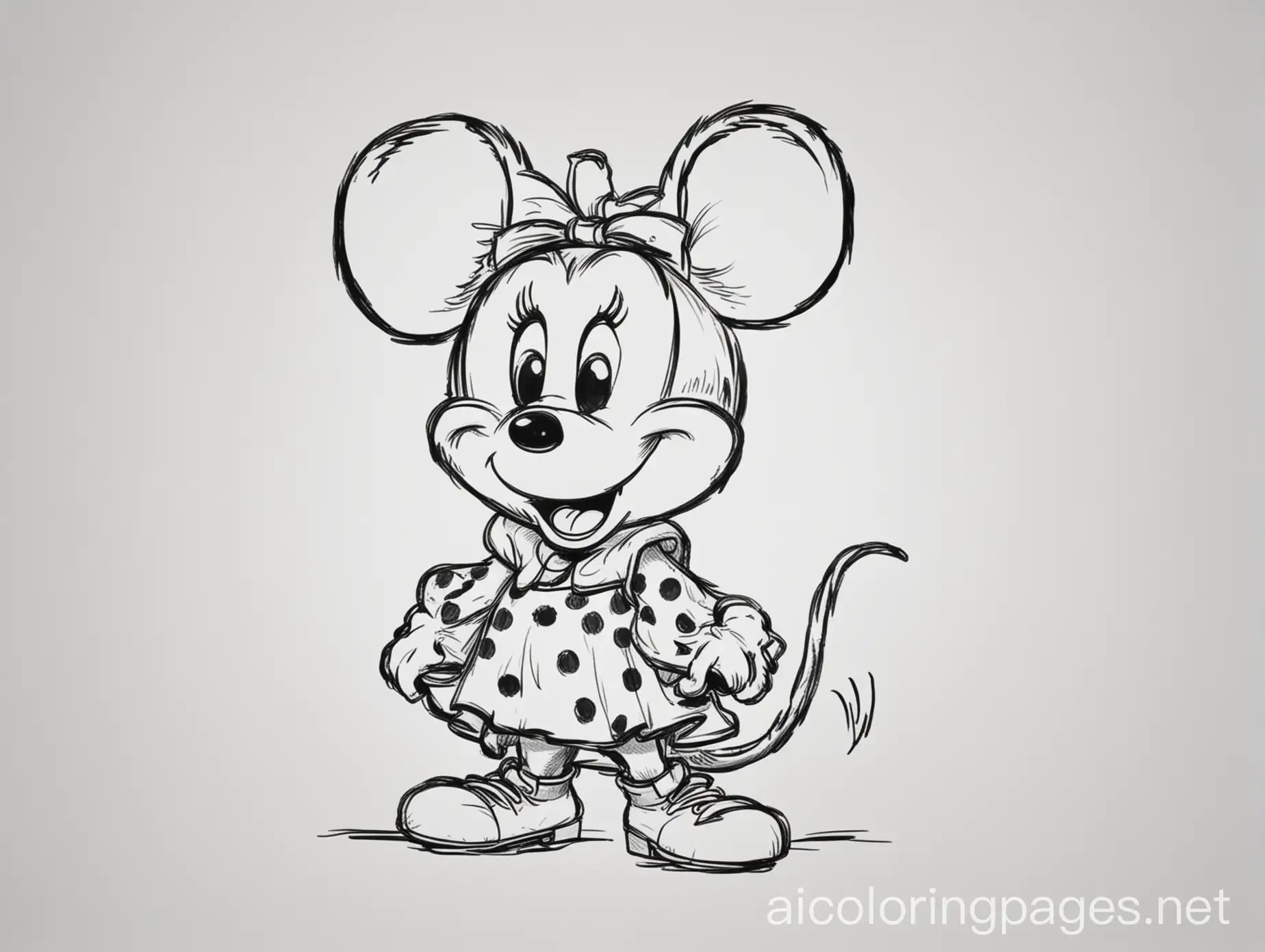 Simplicity-in-Mini-Mouse-Coloring-Page-on-White-Background