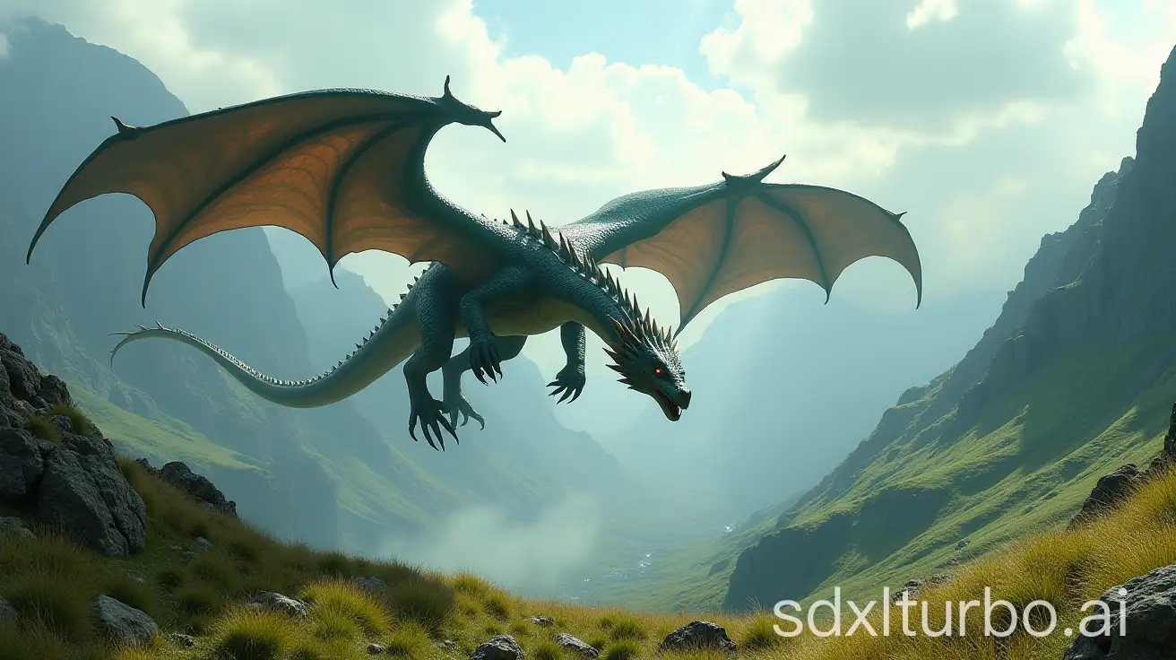 Majestic-Dragon-Descending-from-Misty-Mountains