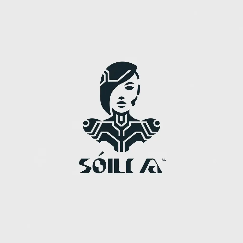 LOGO Design for Slo IA Cyborg Woman Head with Minimalistic Style and Transparent Background